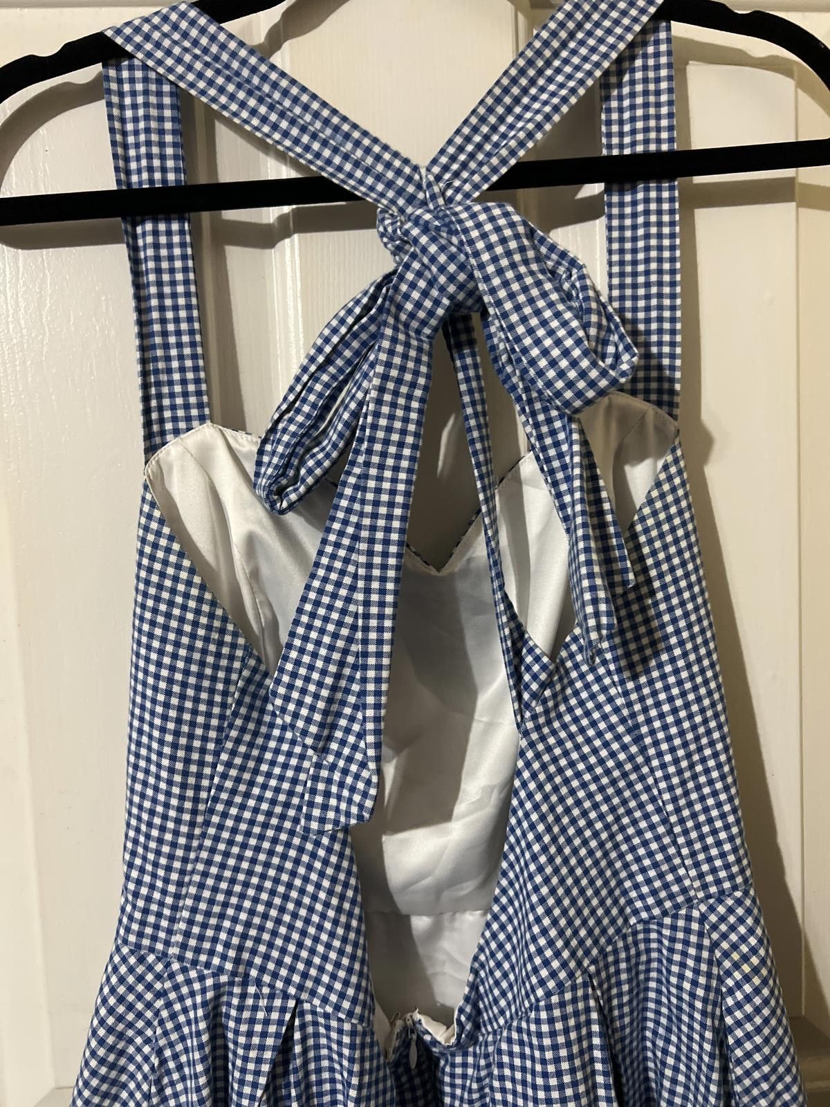 Other Lauren James Blue White Gingham Halter Tie Back L Retro Size L / US 10 / IT 46 - 6 Thumbnail