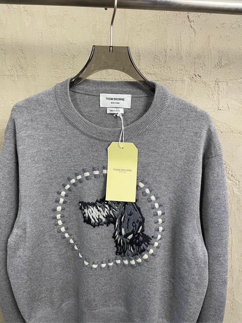 Thom Browne Thom Browne Size 4 Gray embroidered puppy wool round-neck Size S / US 4 / IT 40 - 3 Thumbnail
