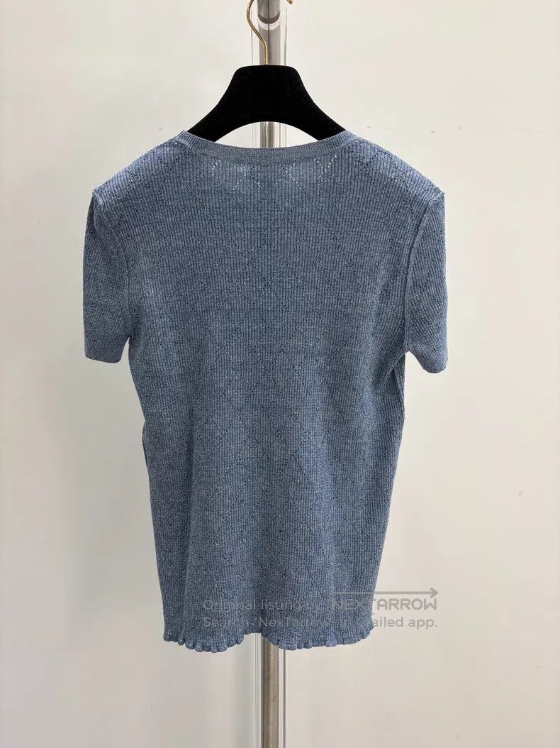 Chanel Chanel Blue short sleeves with diamond pattern Size XS / US 0-2 / IT 36-38 - 2 Thumbnail