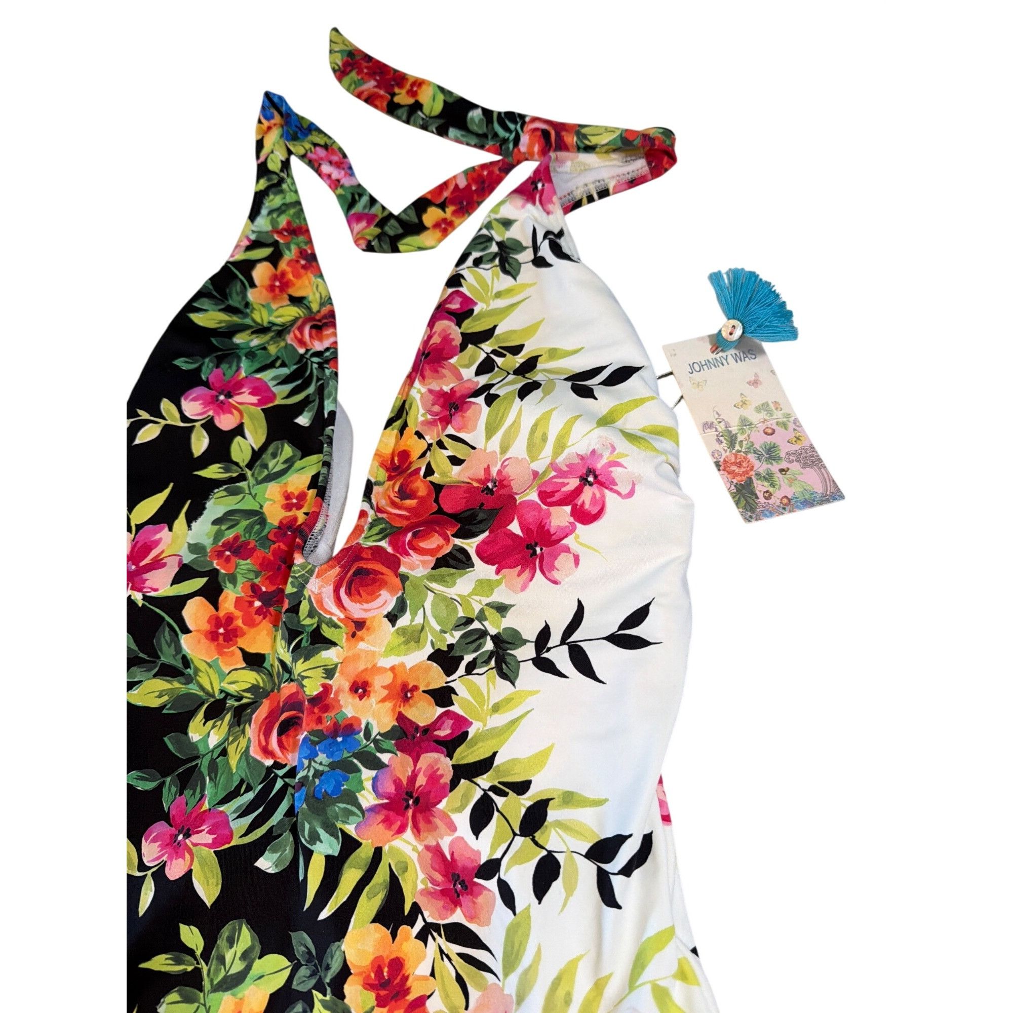 Johnny Was New Johnny Was Spring Halter One Piece Floral Swim Suit Smal Size ONE SIZE - 7 Thumbnail