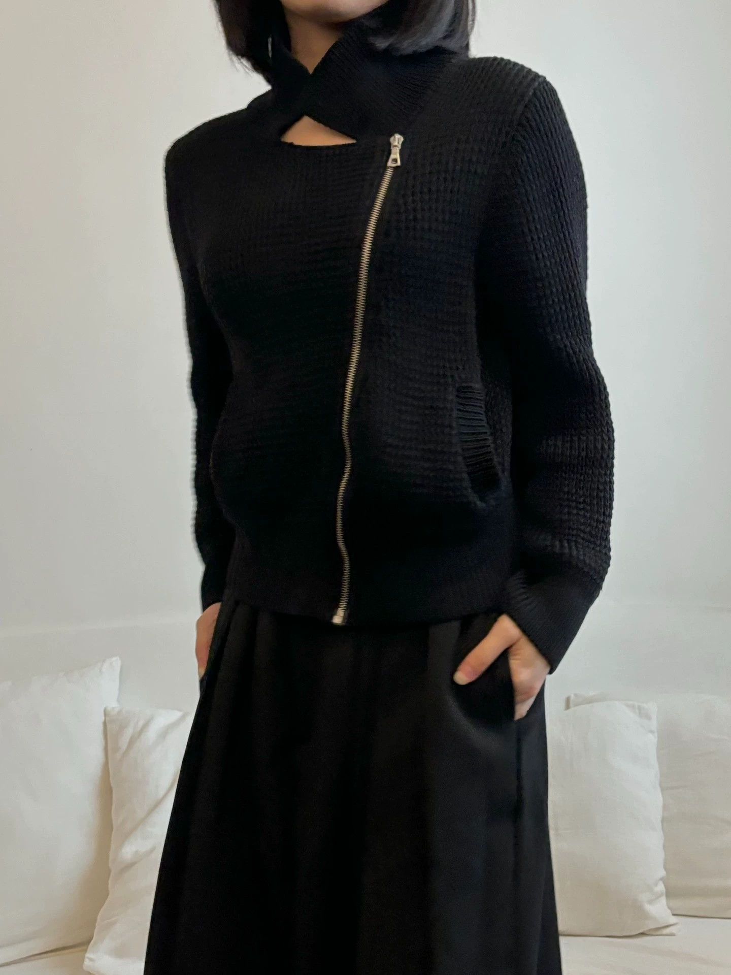 Dries Van Noten Dries Van Noten Slant Zipper Knit Jacket M Size M / US 6-8 / IT 42-44 - 3 Thumbnail