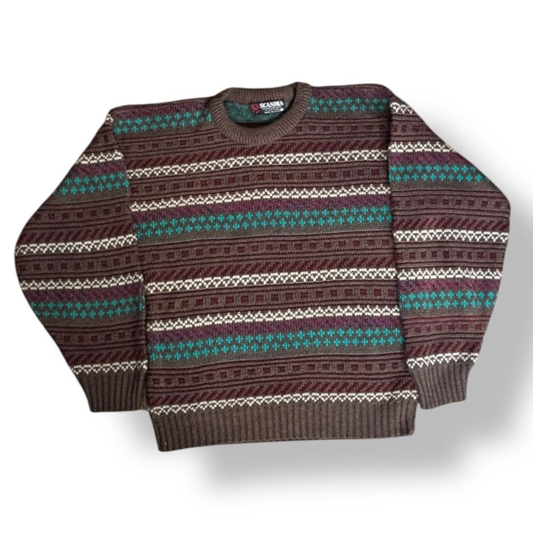 Vintage Vintage Scandia Brown Fair Isle Crewneck Sweater USA Made Size US M / EU 48-50 / 2 - 1 Thumbnail