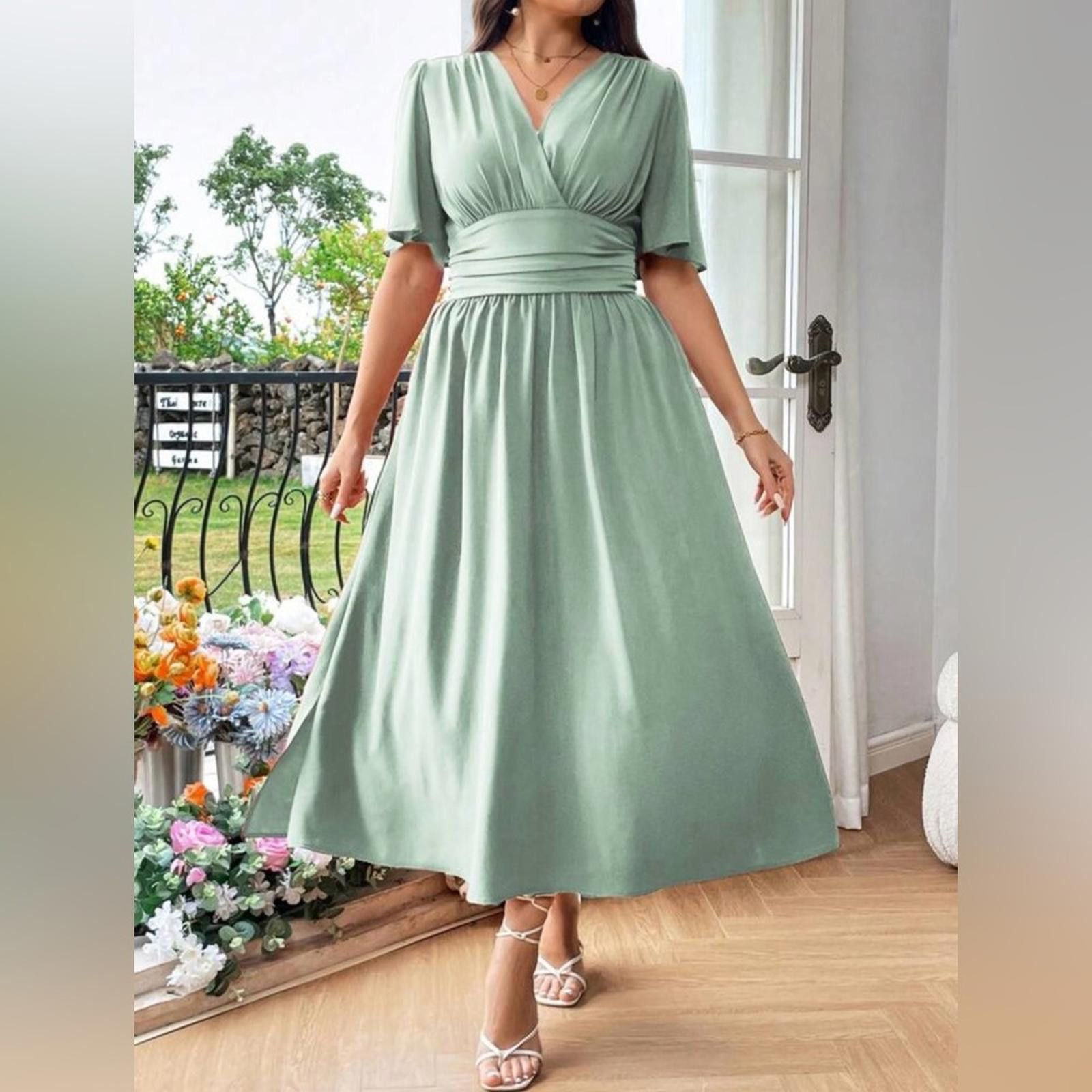 Shein NWOT. Shein Franclia V-Neck Ruffle Waist Maxi Dress Size 1XL Size XL / US 12-14 / IT 48-50 - 3 Thumbnail