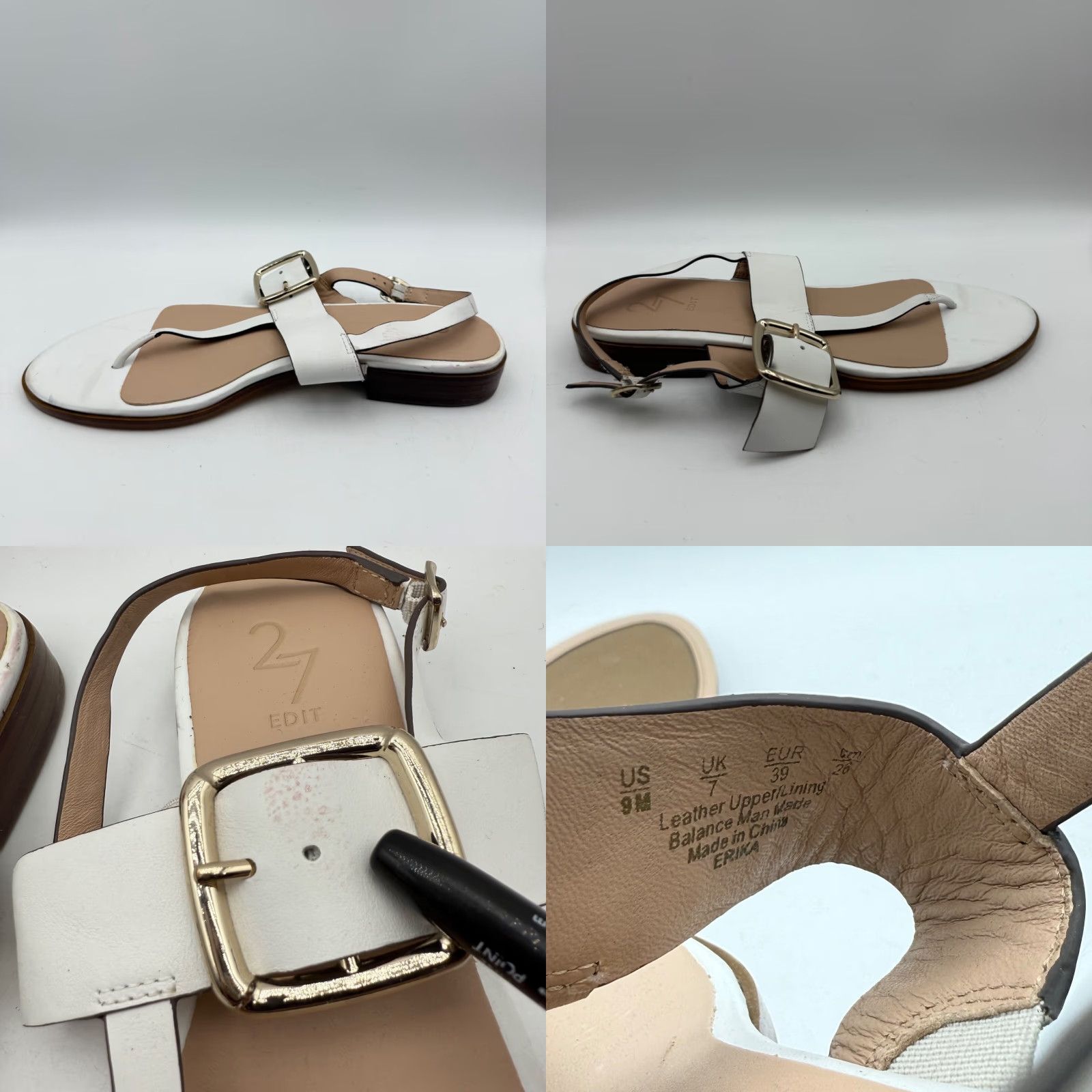 Vintage 27 Edit Womens Erika Slingback Sandals Size 9 White Leather Sandal Slip-On Slingback Womens Shoes US9 Size US 9 / IT 39 - 8 Thumbnail