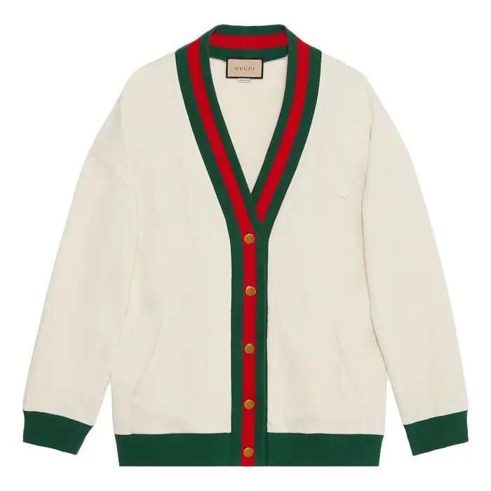 Gucci o1s1wg110925 Cotton Jersey Cardigan With Web in Multicolor Size US XL / EU 56 / 4 - 1 Thumbnail