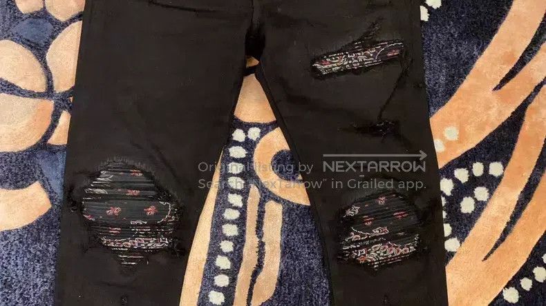 Amiri Amiri Classic seasonal cashew flower patchwork denim jeans Size US 33 - 4 Thumbnail