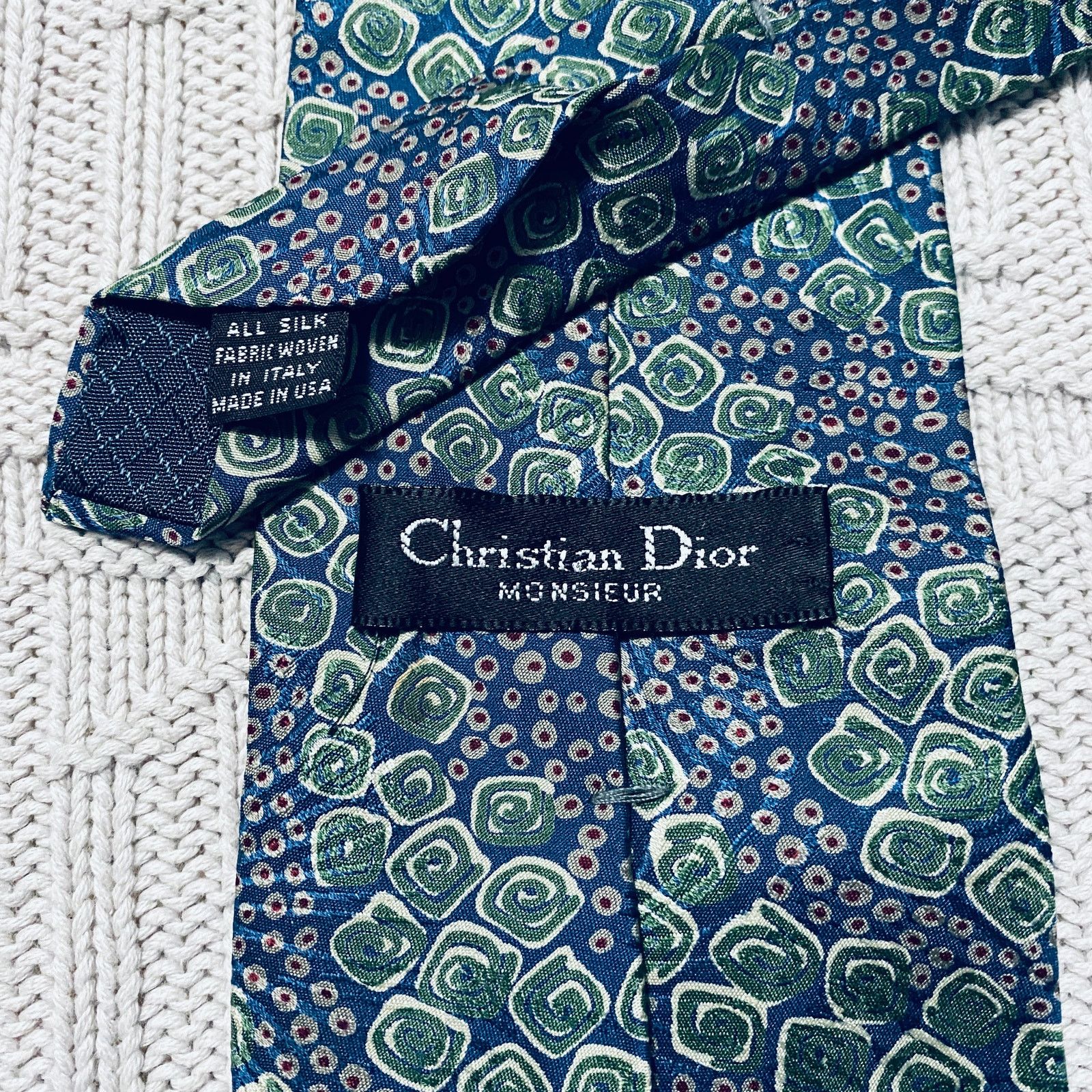Dior Dior green and blue abstract Italian silk tie Size ONE SIZE - 3 Thumbnail