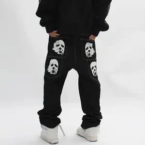 Jean FACES Graphic Painted Black Denim Jeans Size US 30 / EU 46 - 1 Thumbnail