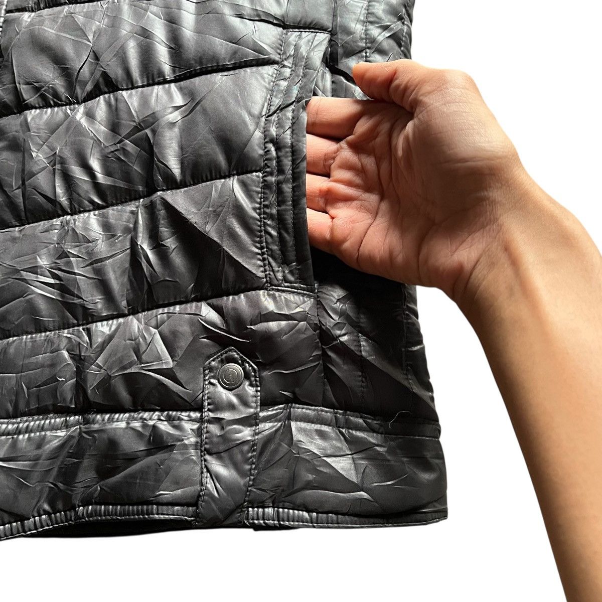 20471120 2000s Mossimo Gothic Punk Style Down Jacket Fur Vest Size US L / EU 52-54 / 3 - 5 Thumbnail