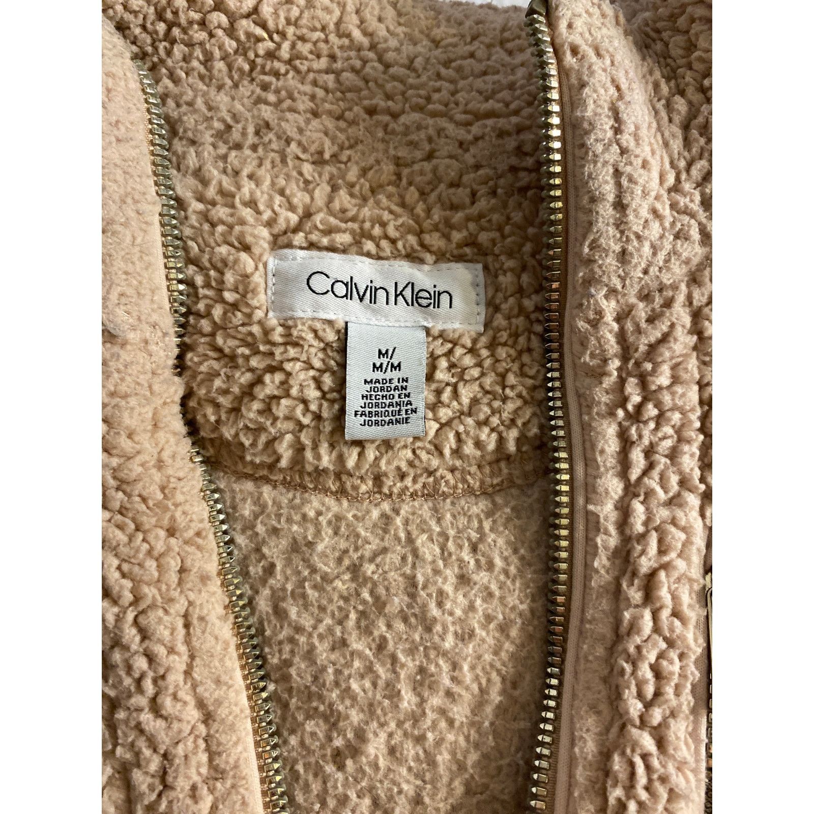 Calvin Klein Minimalist Cozy Sherpa Fleece Zip Jacket Beige Neutral M Size M / US 6-8 / IT 42-44 - 3 Thumbnail