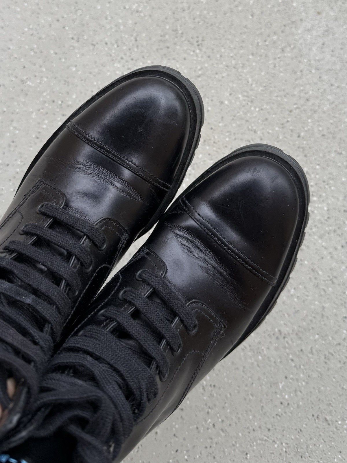 Prada DDP Prada Spazzolato Womens Combat Ankle Boots Black Size 36 Size US 6 / IT 36 - 11 Thumbnail