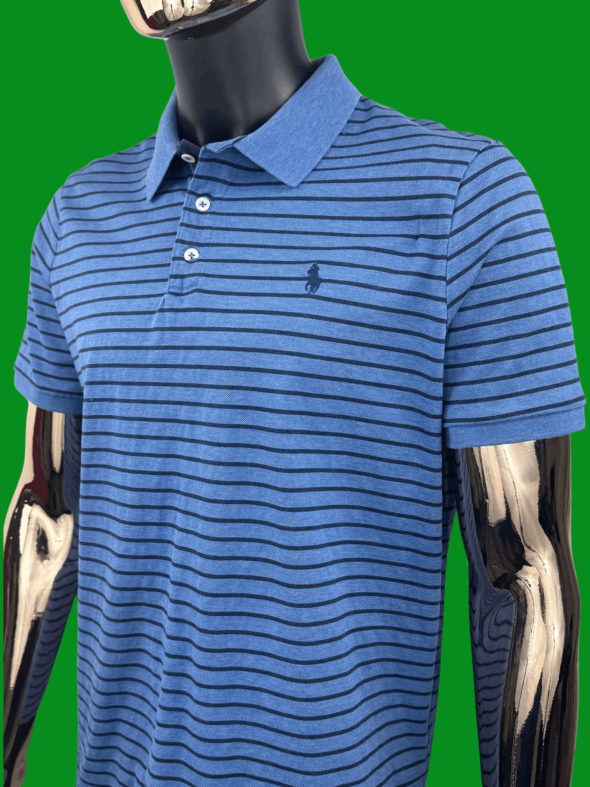 Polo Ralph Lauren VTG Polo Ralph Lauren Classic Fit Striped Mesh Polo Shirt Size US L / EU 52-54 / 3 - 1 Thumbnail