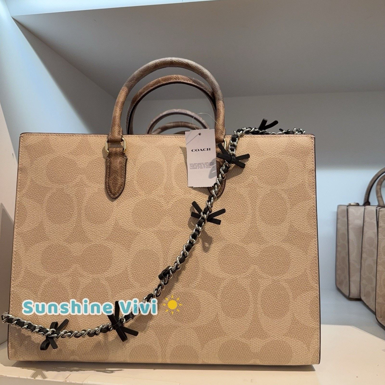 Coach NWT Bundle Coach Chain Strap Bows cy260 & CY677 Large Maggie Size ONE SIZE - 8 Thumbnail