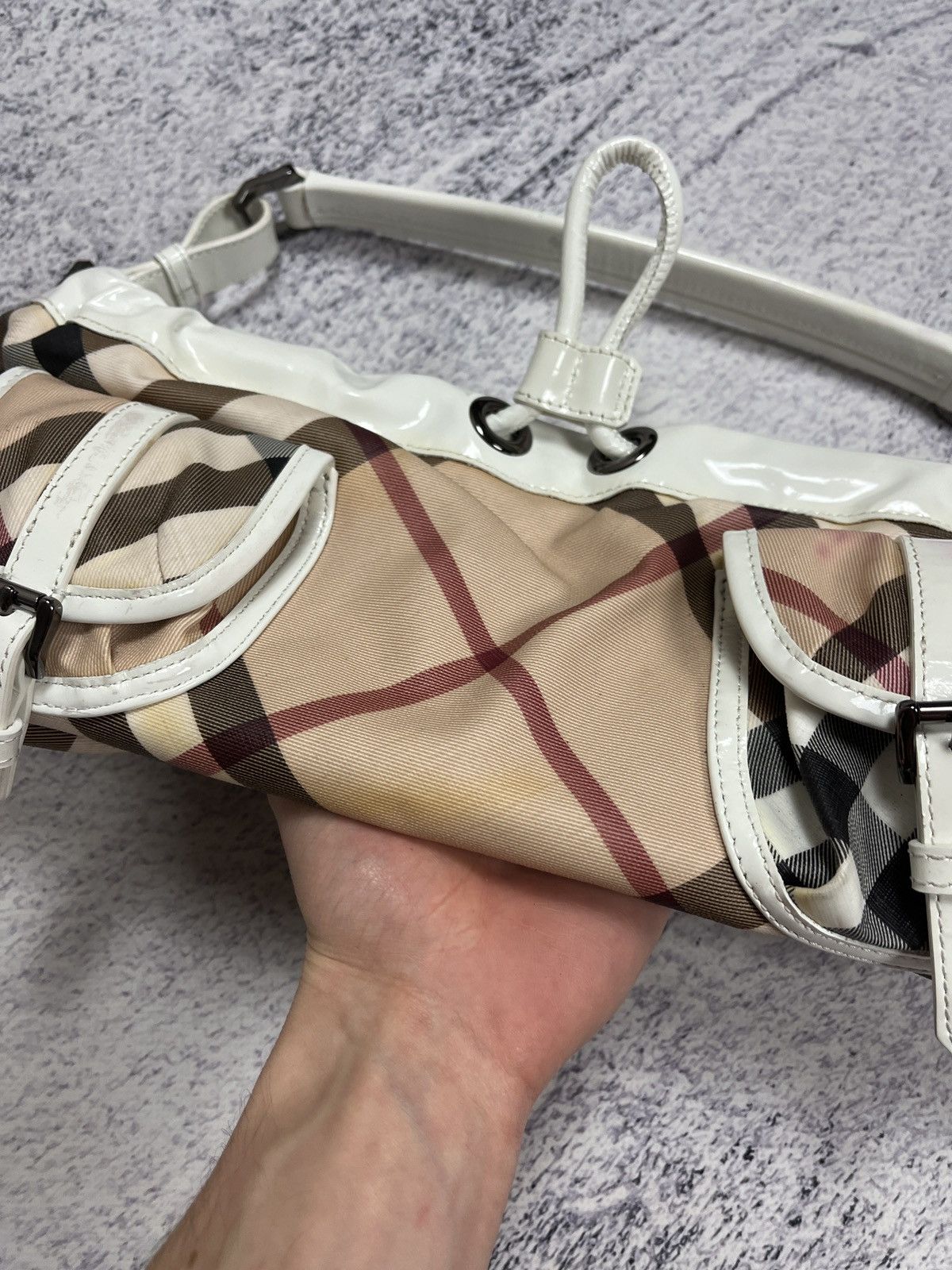 Burberry Burberry Nova Check Canvas Leather Shoulder Hand Bag Rare Size ONE SIZE - 5 Thumbnail