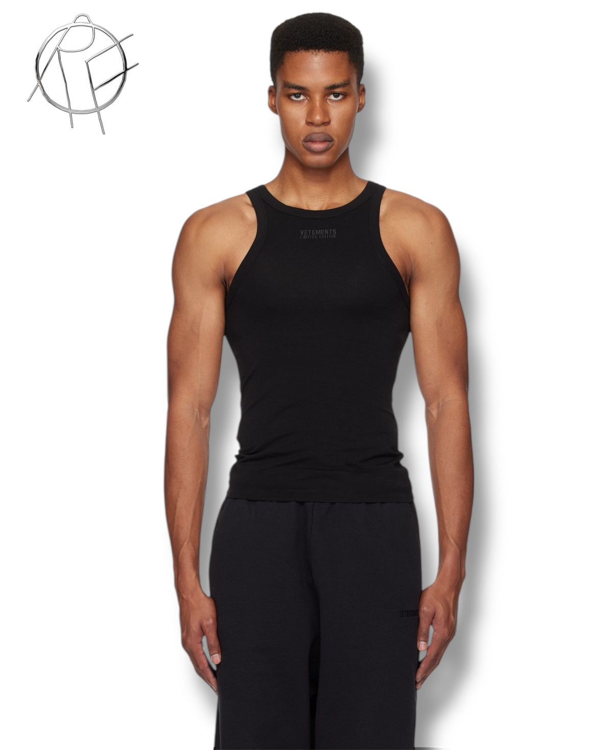 Vetements VETEMENTS Black Embroidered Logo Tank Top | Grailed