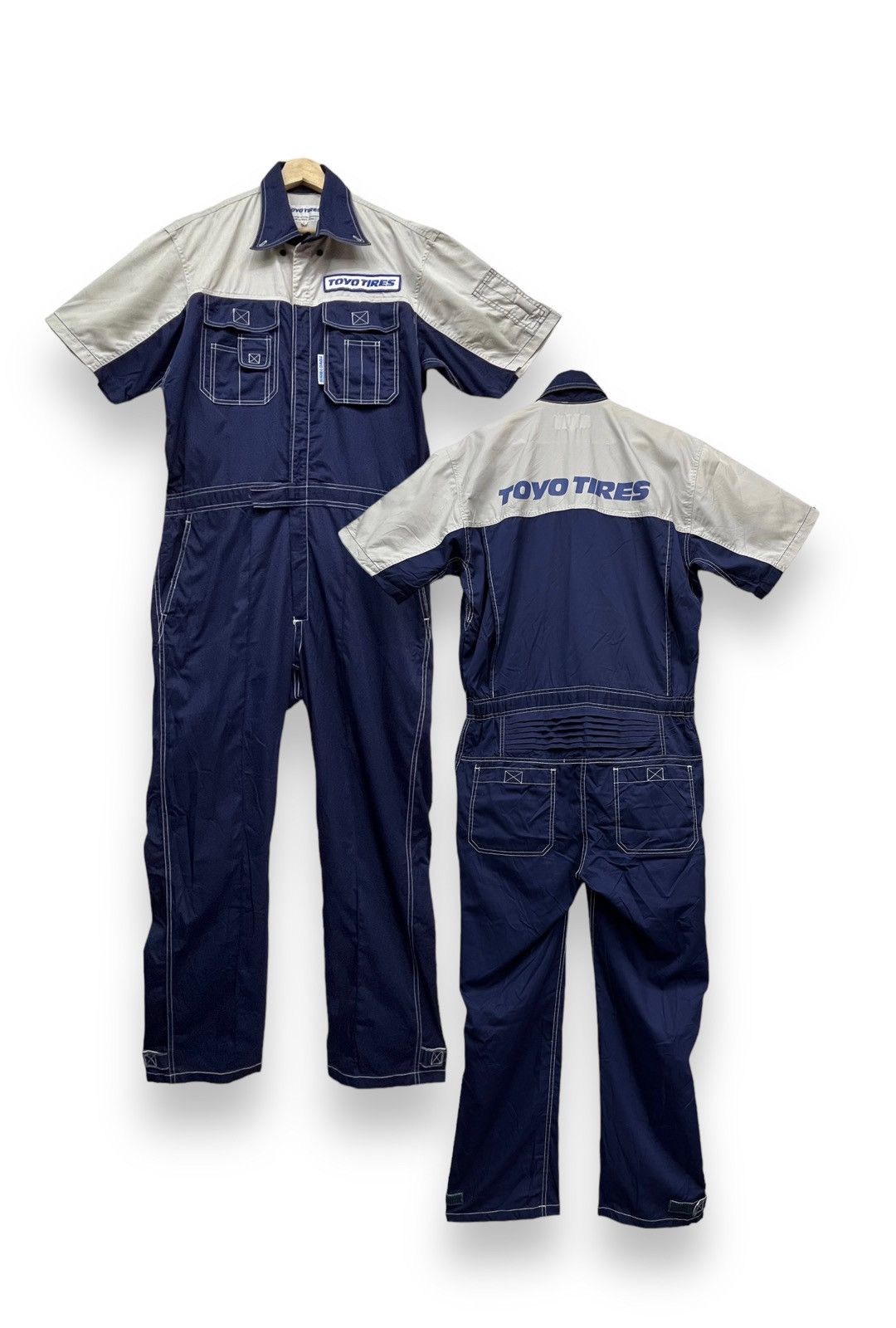 NASCAR 🏁Vintage TOYOTIRES JAPAN Light PolyCotton Coverall Jumpsuit Size US 33 - 1 Thumbnail