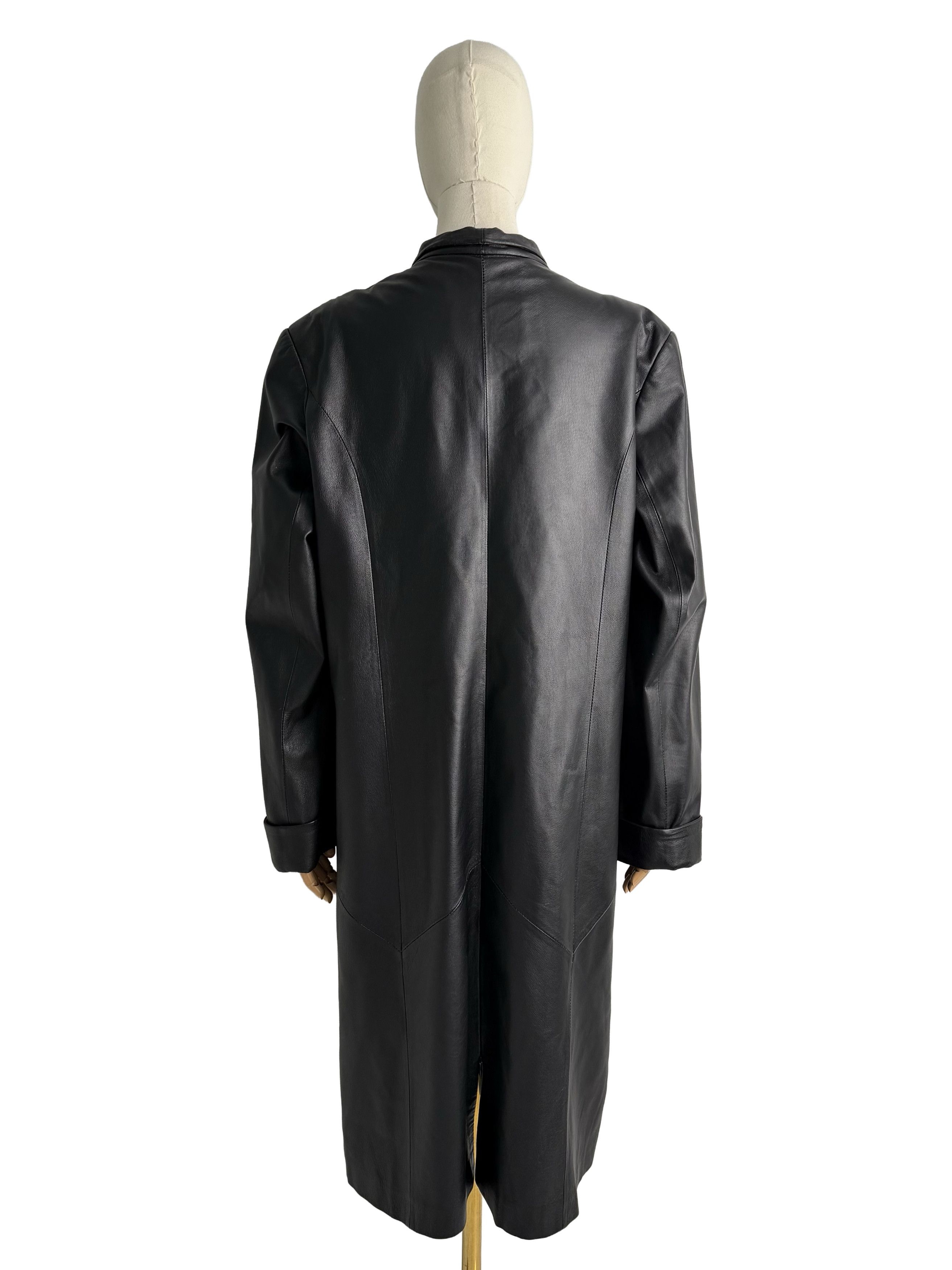Vintage Vintage Leather Long Coat Zip Front Minimalist Jacket Size XL / US 12-14 / IT 48-50 - 4 Thumbnail