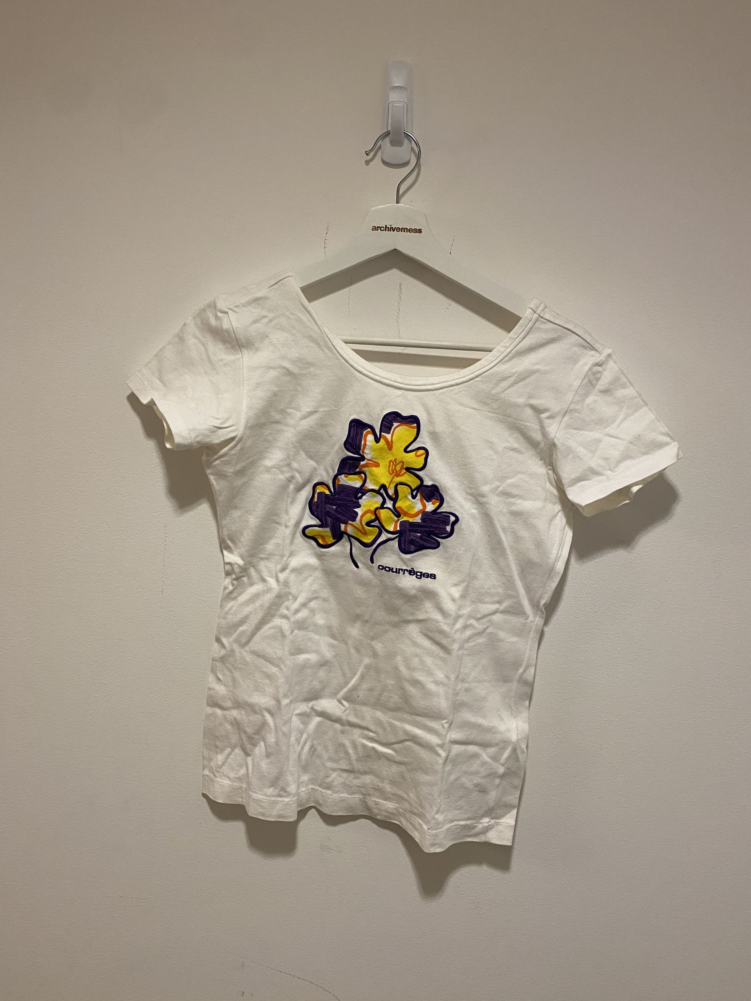 image of Courreges Leaf Bow T-Shirt in White, Women's (Size XS)