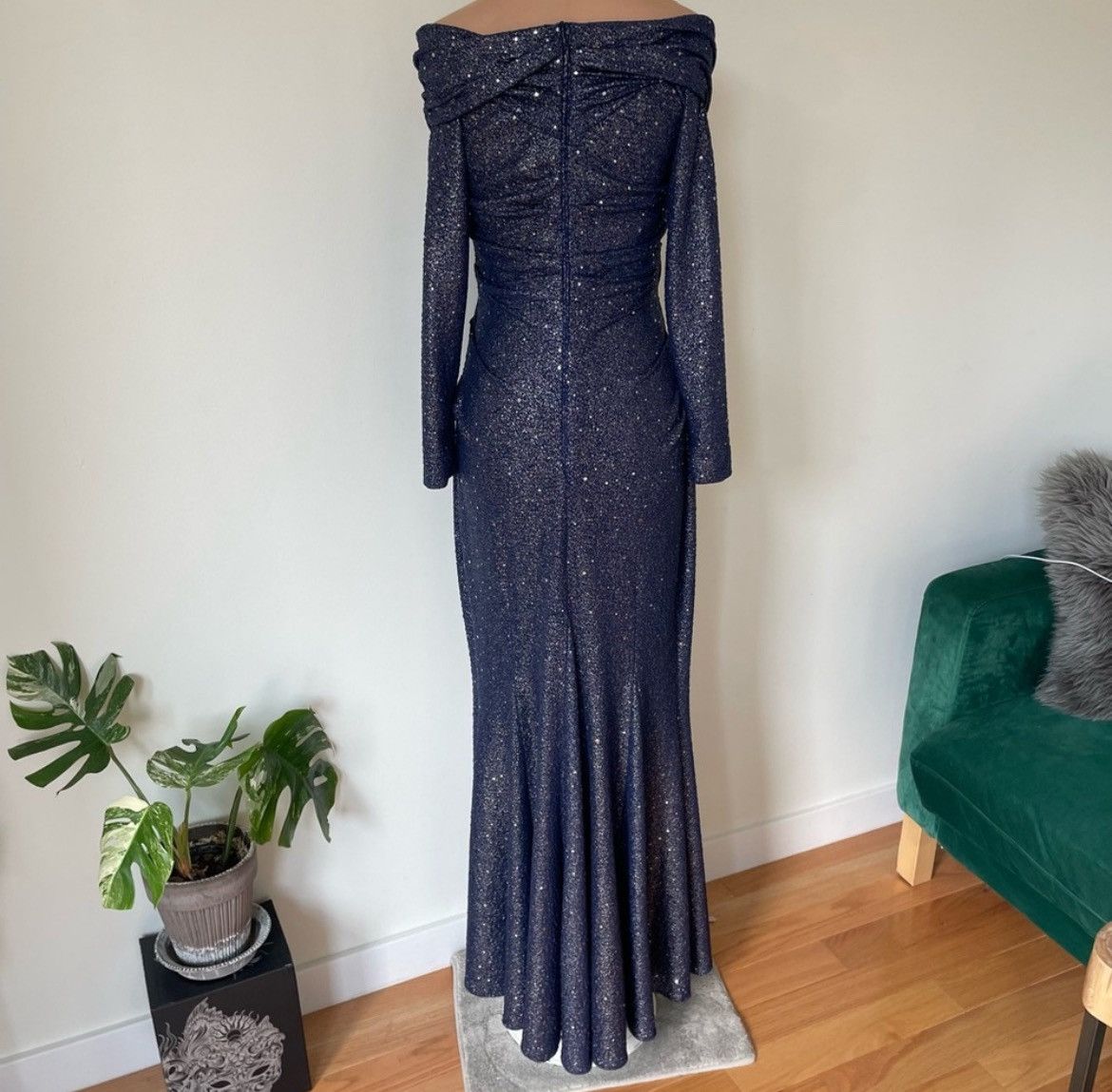 Other Talbot Runhof Glitter Sequin Off The Shoulder Metallic Gown Size M / US 6-8 / IT 42-44 - 3 Thumbnail