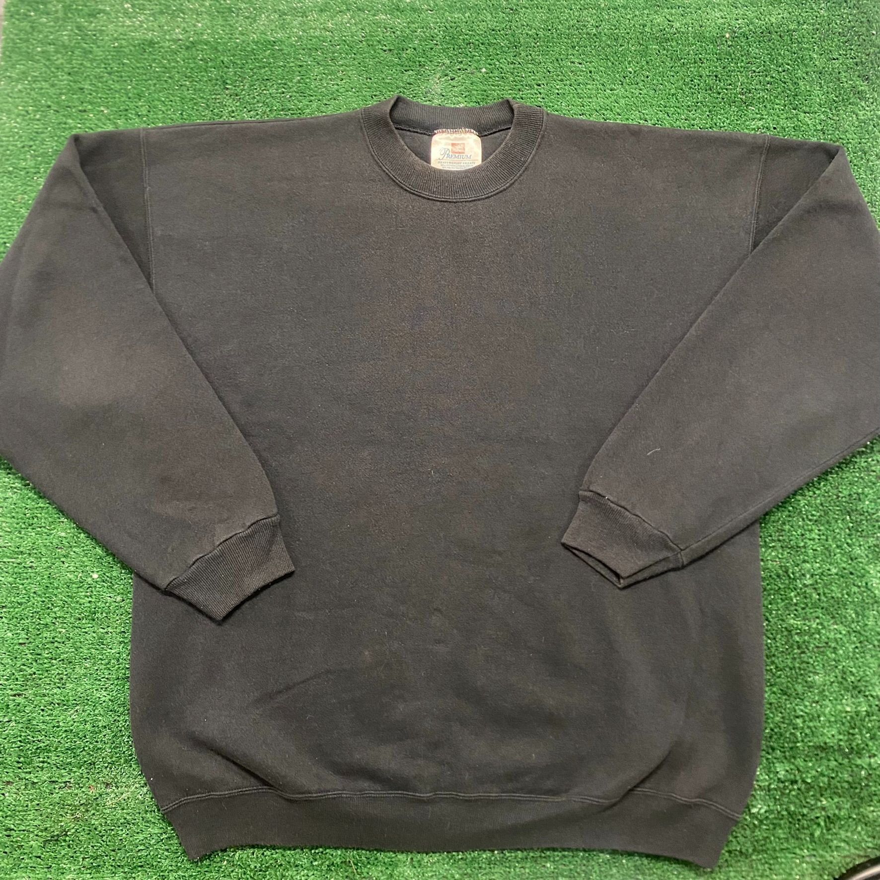 Hanes Vintage 90s Plain Black Crewneck Sun Faded Blank Sweatshirt Size US XL / EU 56 / 4 - 1 Thumbnail