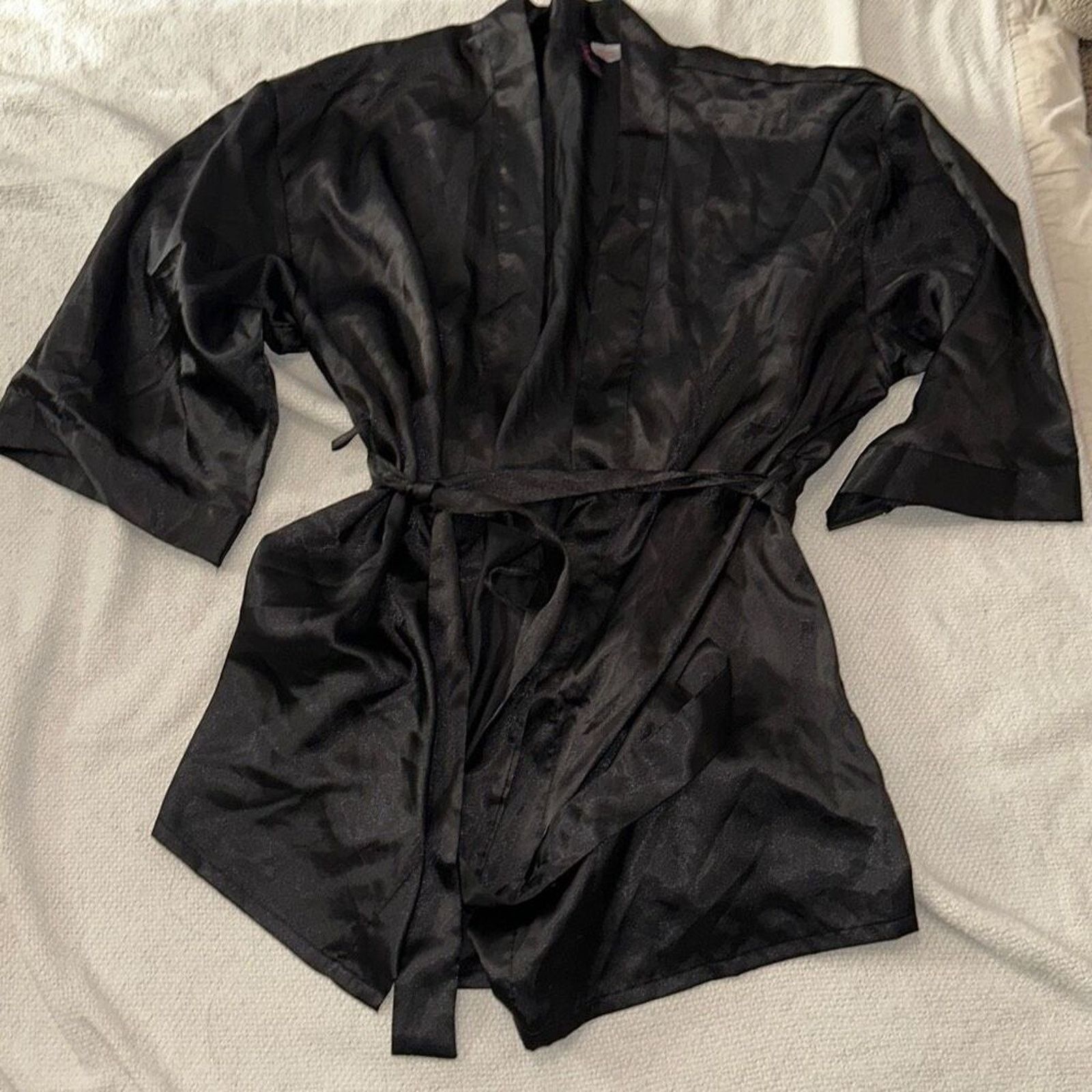 Other Dreamgirl Black Satin Belted Lingerie Robe | Sz S Size S / US 4 / IT 40 - 2 Thumbnail