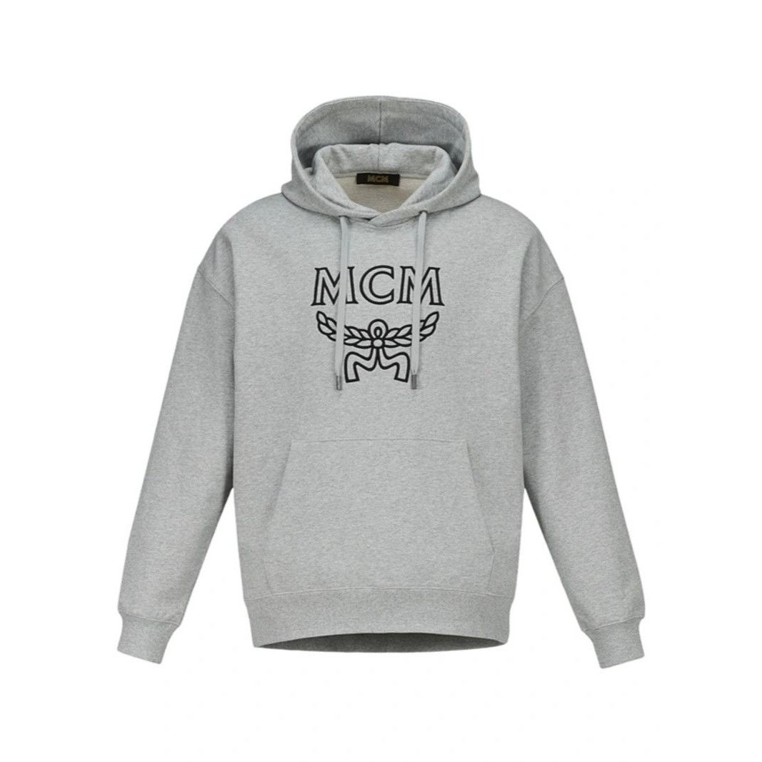 image of MCM Mens Graphic Logo Grey Cotton Hoodie/sweatshirt S (Size Small)