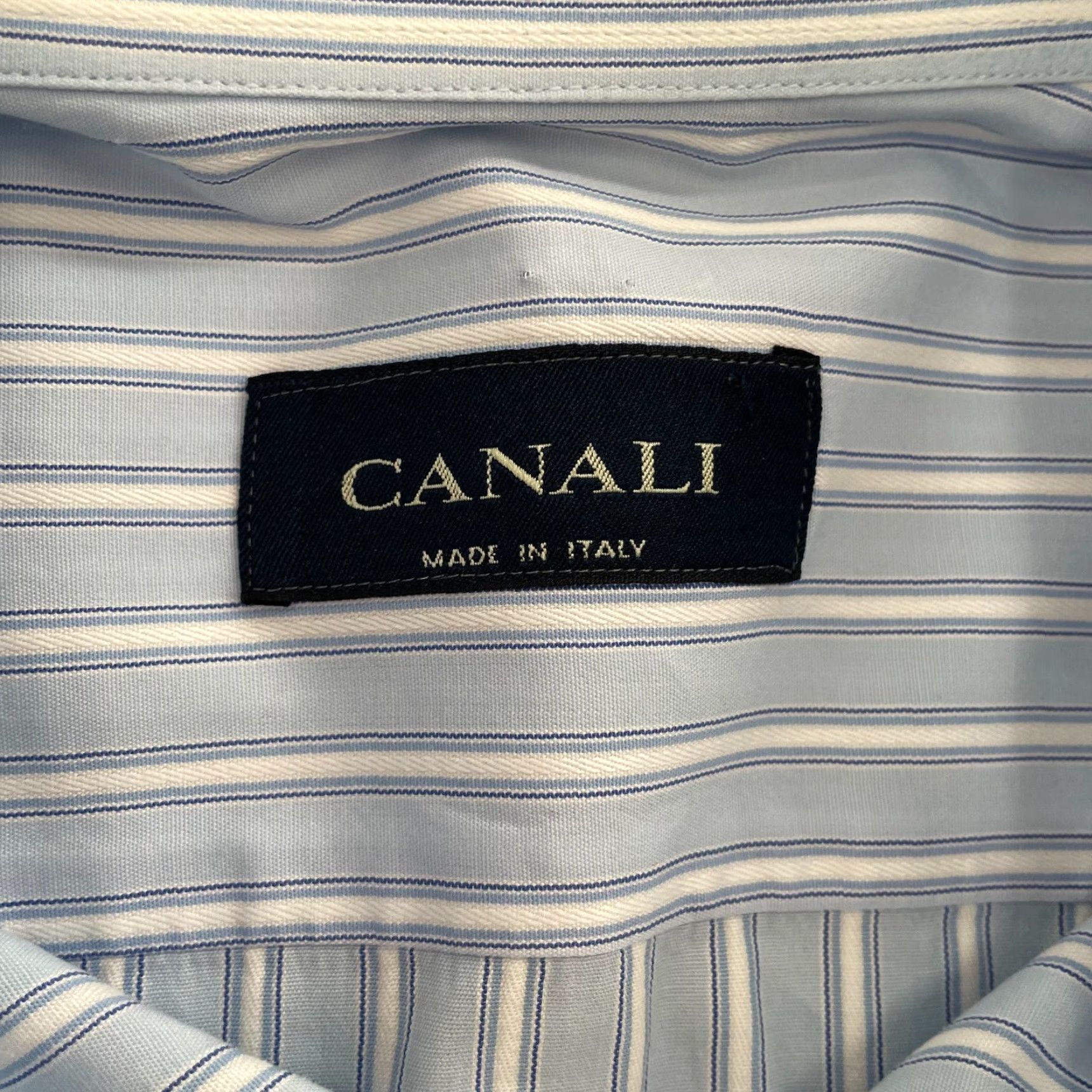 Canali VINTAGE Canali Dress Shirt Adult 16 Blue Striped Button Up Long Sleeve Cotton Italy Mens Size US L / EU 52-54 / 3 - 7 Thumbnail