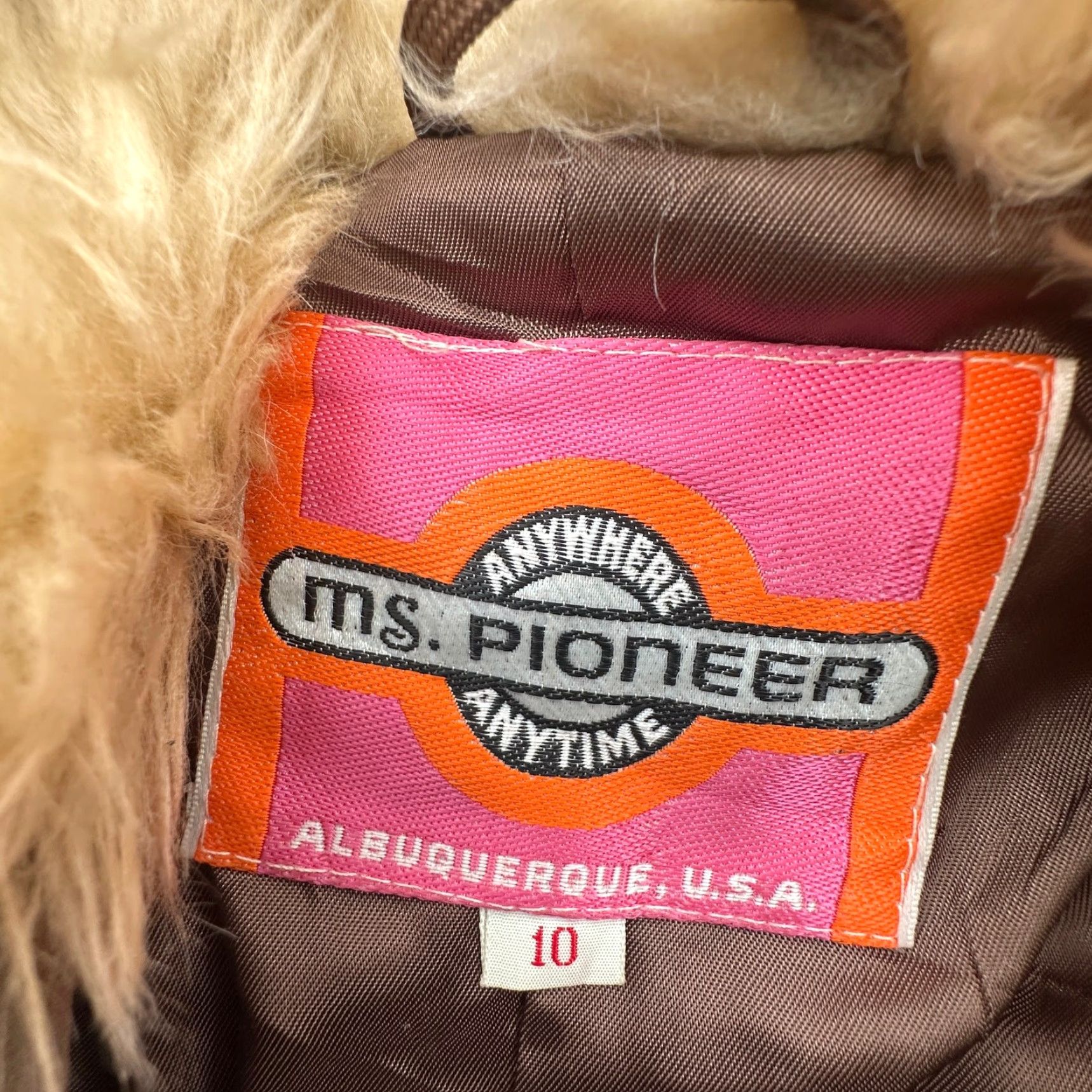Vintage VINTAGE Ms Pioneer Suede Leather Jacket Coat Womens 10 Medium Real Fur Trim Brown Full Zip Size L / US 10 / IT 46 - 3 Thumbnail