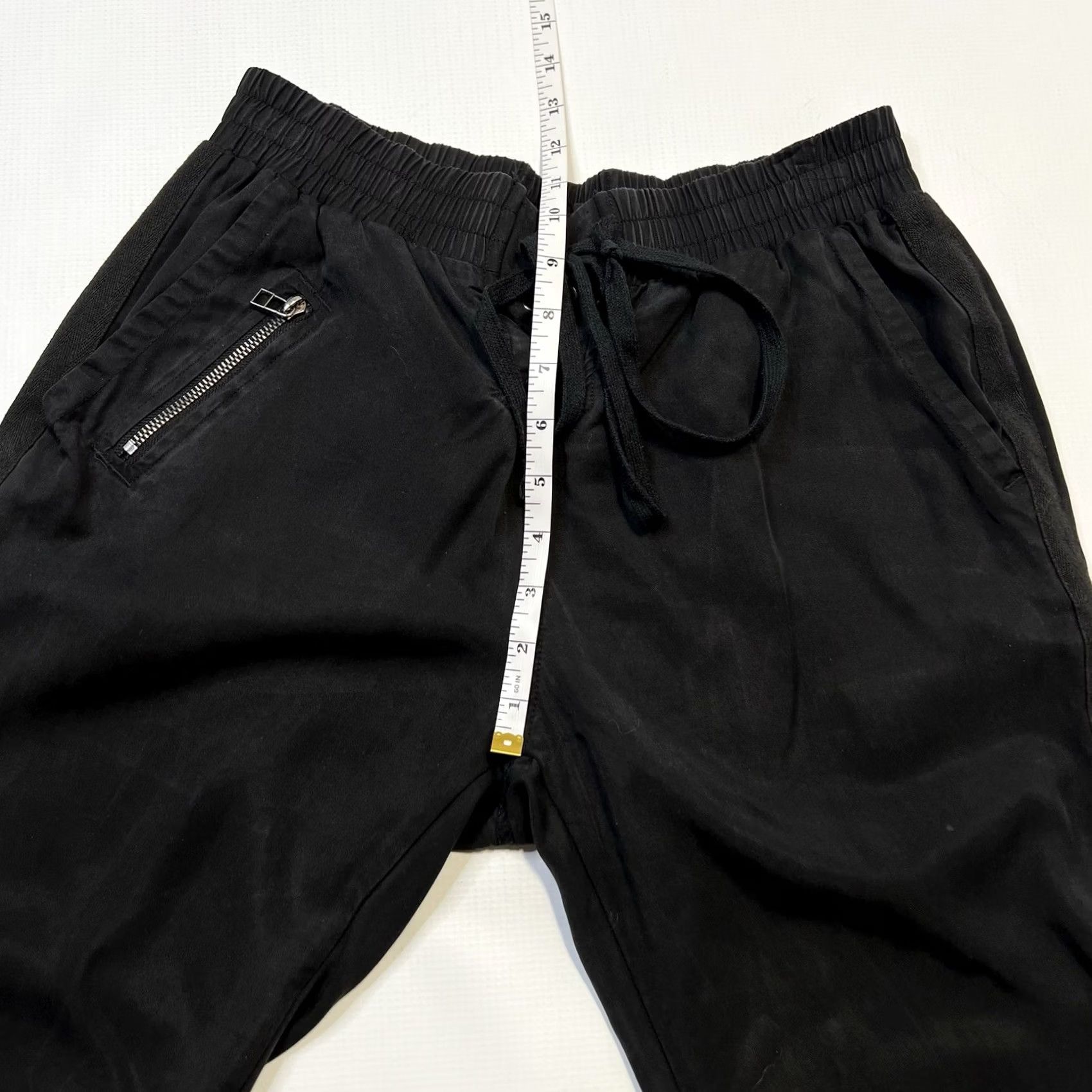 Vintage FATE by LFD Jogger Pants Women S Black Drawstring Waist Lyocell Tapered Front Flat Regular Fit Comfort Stretch Casual Summer Winter Fall Spring Size 28" / US 6 / IT 42 - 4 Thumbnail