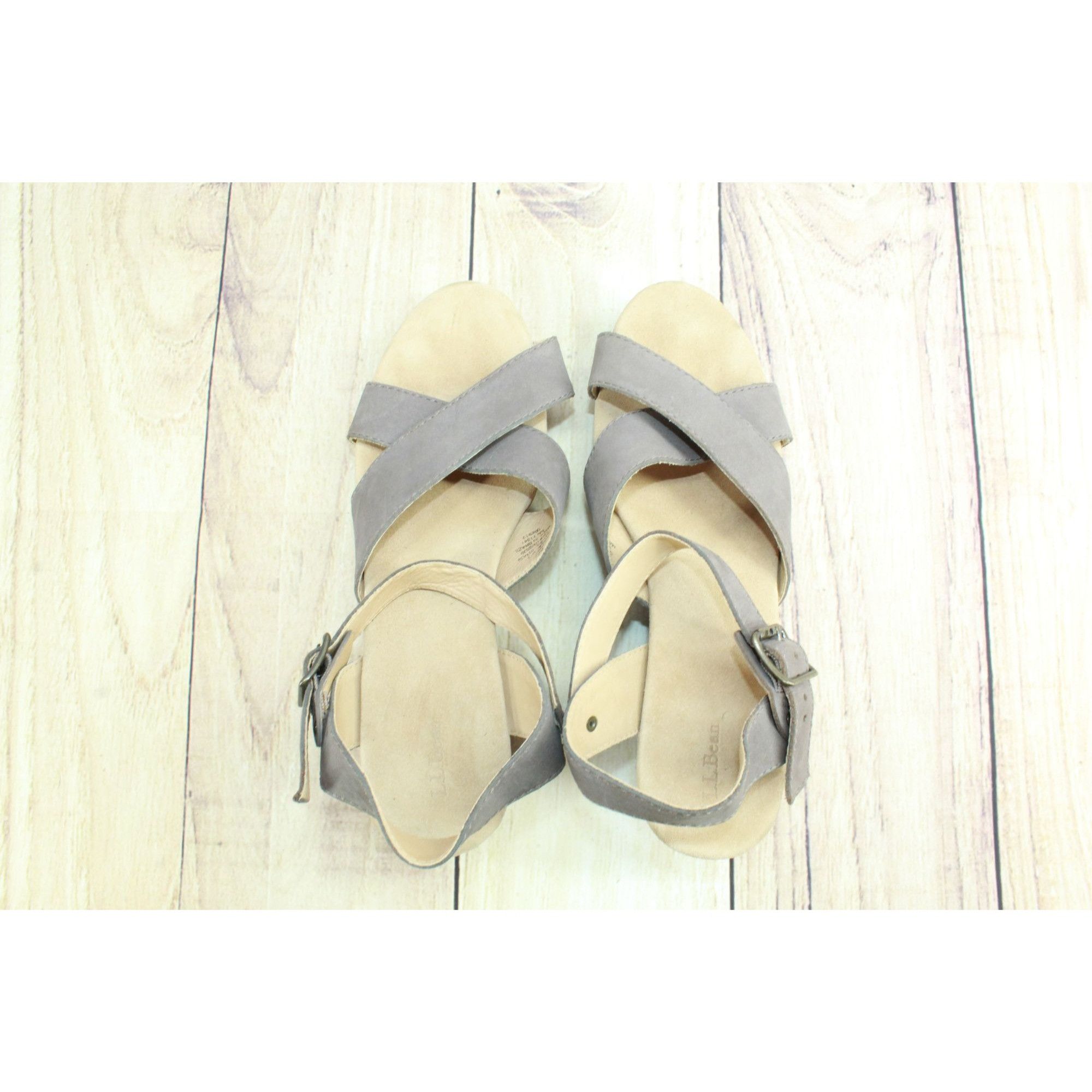 L.L. Bean × Leather LL Bean Brown Suede Wedge Sandals Womens 9M Ankle Strap Size US 9 / IT 39 - 7 Thumbnail
