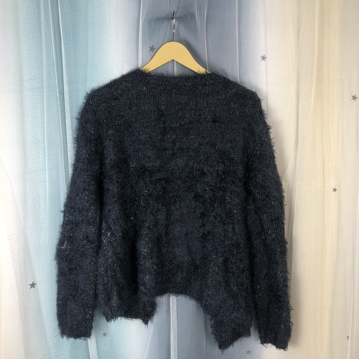 Zara Zara Dark Blue Shag Shaggy Fur Mohair Cardigan #874 Size M / US 6-8 / IT 42-44 - 11 Thumbnail