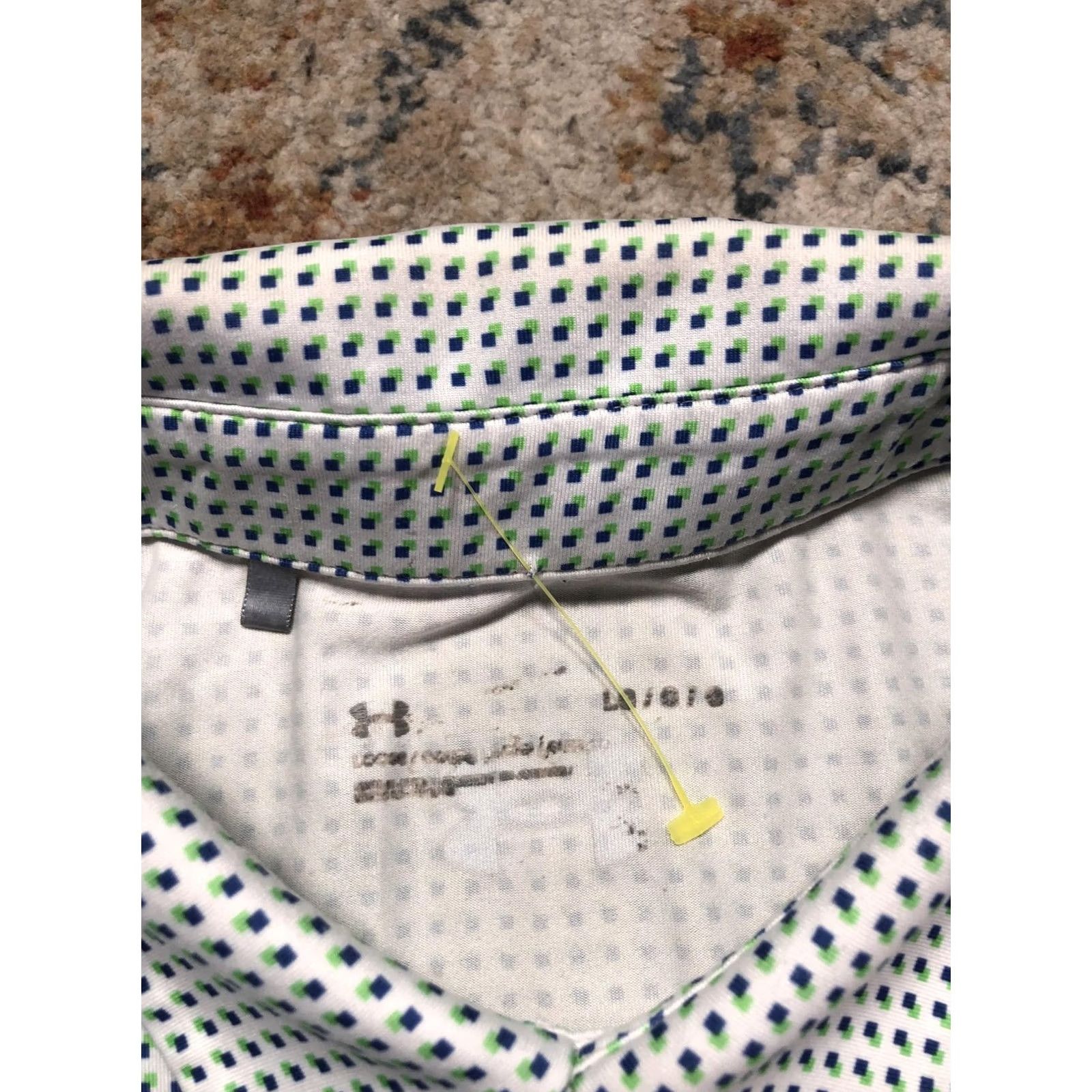 Under Armour Under Armour Polo Shirt Mens L White Geometric Print Short Sleeve Golf Size US L / EU 52-54 / 3 - 7 Thumbnail