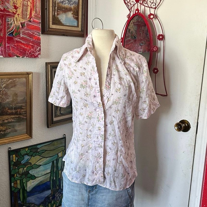 Other no brand pink floral button up shirt Size XXL / US 16-18 / IT 52-54 - 1 Thumbnail