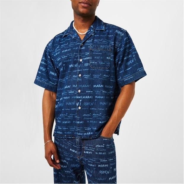o1g2r1mq0524 Logo Denim Shirts in Blue