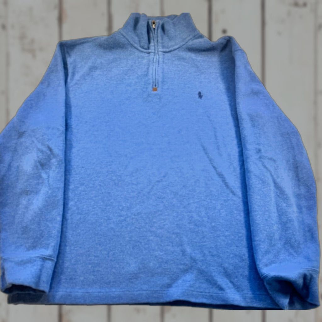 Ralph Lauren Polo Ralph Lauren 1/4 Zip Pullover Mens Large Blue Sweater 100% Cotton 2122 Size US L / EU 52-54 / 3 - 1 Thumbnail