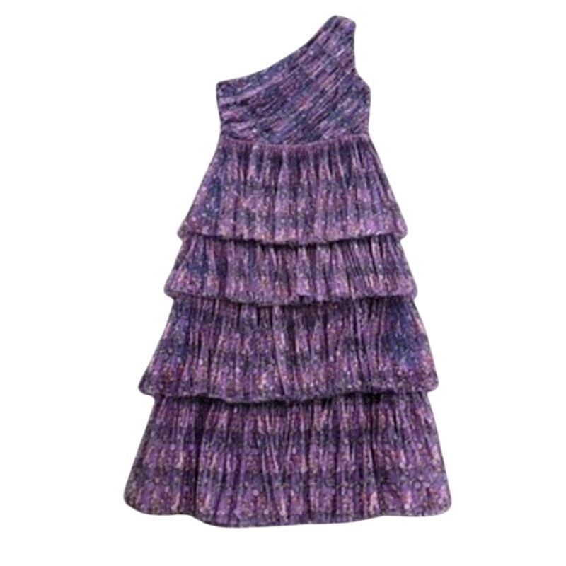 Hutch Hutch Tiered Floral Xala Dress in Purple Multi, Size US 12 Size XL / US 12-14 / IT 48-50 - 4 Thumbnail