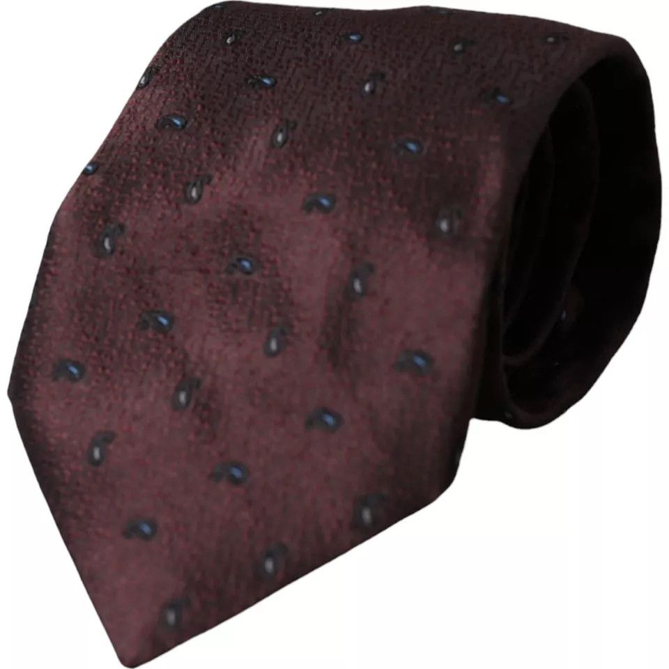 Dolce & Gabbana Bordeaux Fantasy 100% Silk Adjustable Men Men's Tie Size ONE SIZE - 1 Thumbnail