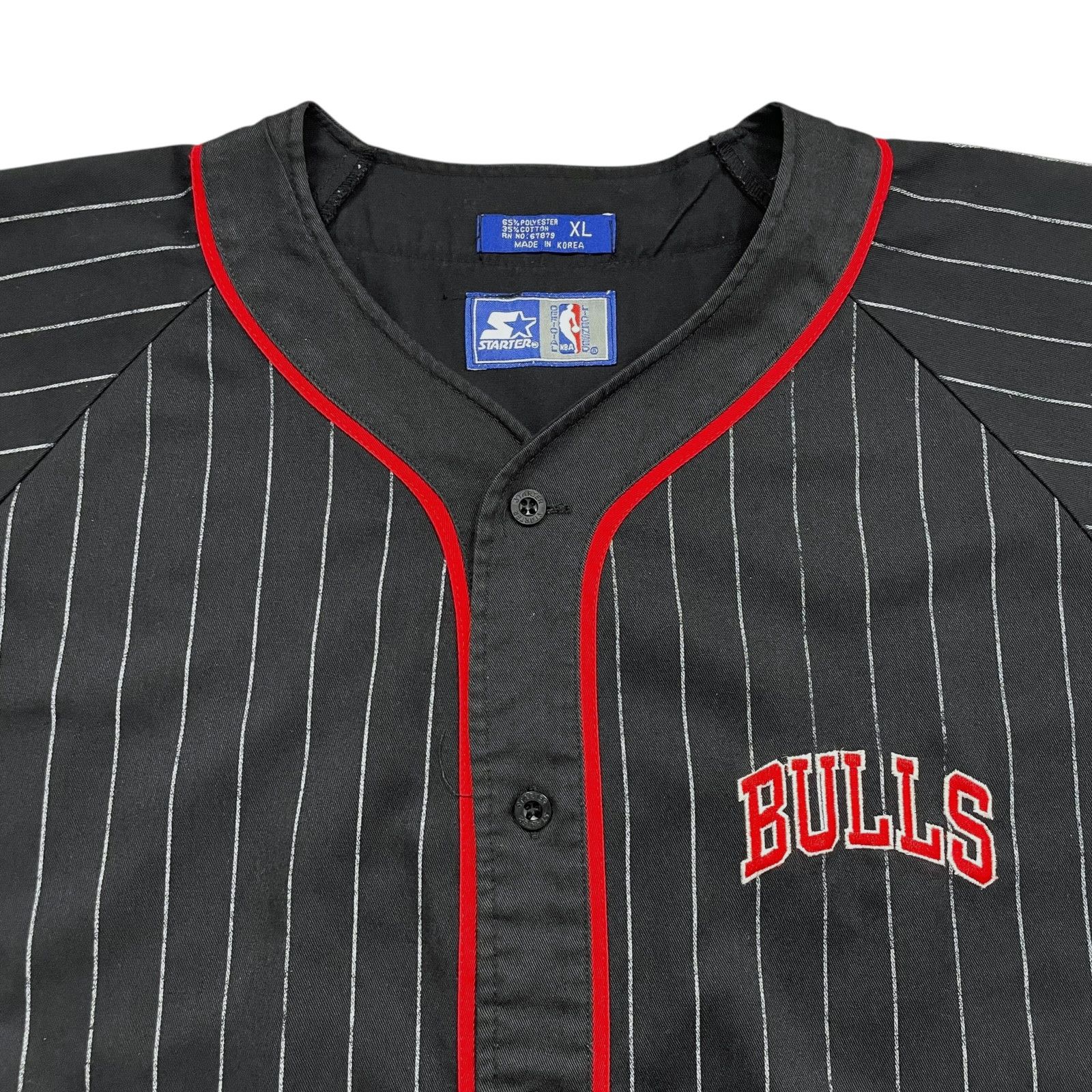 NBA VTG 90s CHICAGO BULLS STARTER PINSTRIPE BASEBALL JERSEY XL Size US XL / EU 56 / 4 - 4 Thumbnail