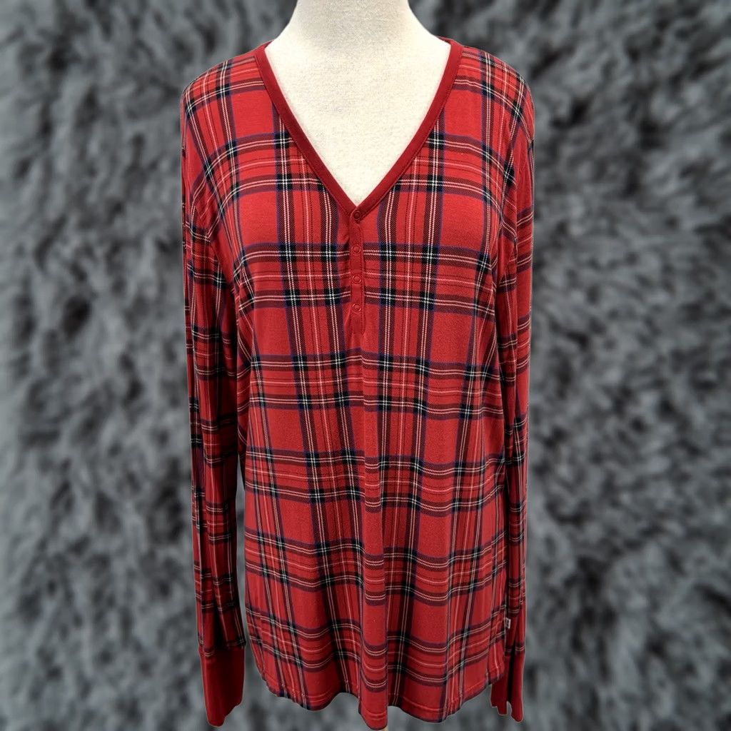 Vintage Little Sleepies Pajama Set Red Plaid Bamboo 2 Pc Women L Long Sleeve Christmas Holiday Comfort Mens? Womens Size ONE SIZE - 1 Thumbnail