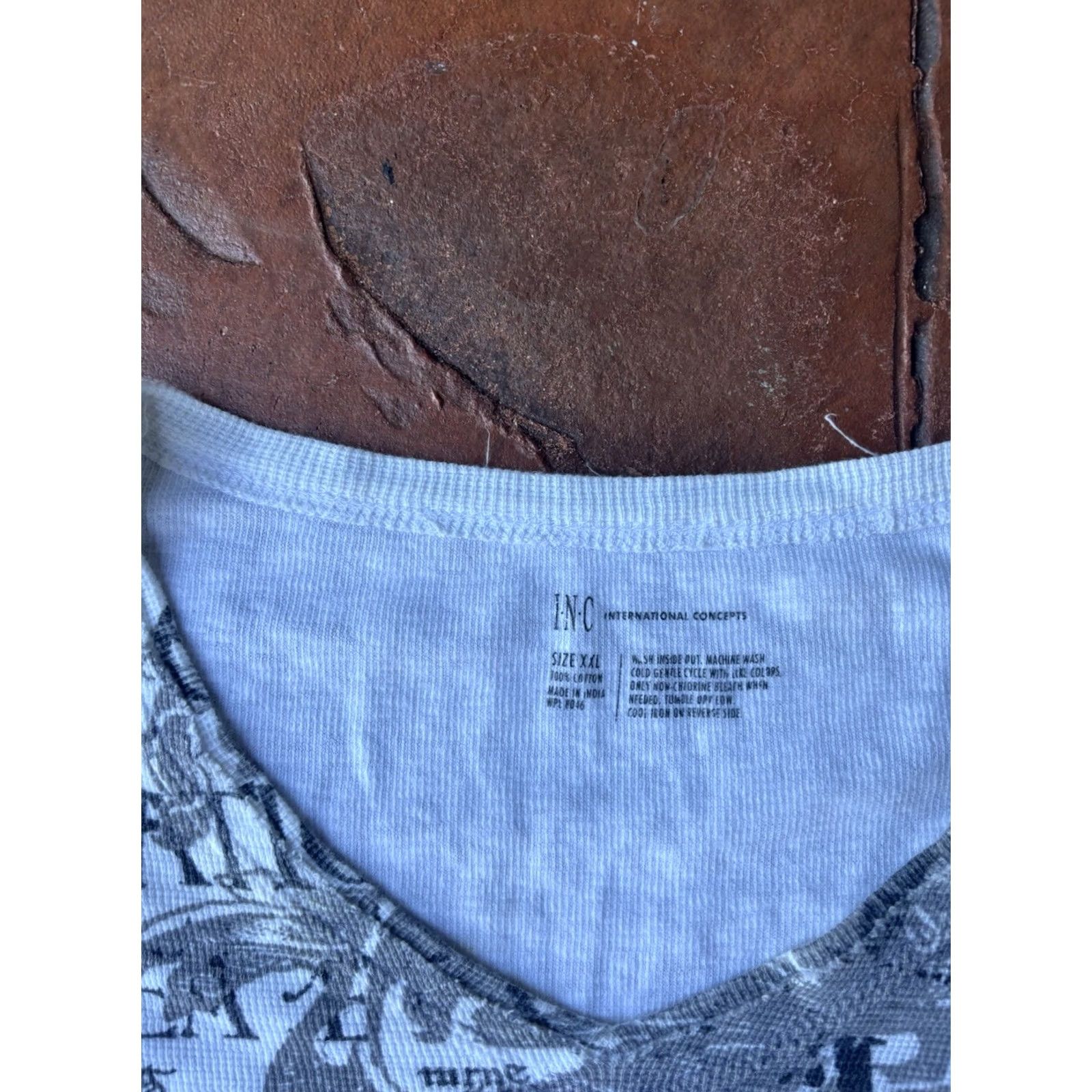 Incu VINTAGE Y2K INC Affliction Style Goth Punk Emo Waffle Thermal Shirt 2XL White Cotton Knit Long Sleeve Henley Men Mens Size US XXL / EU 58 / 5 - 2 Thumbnail