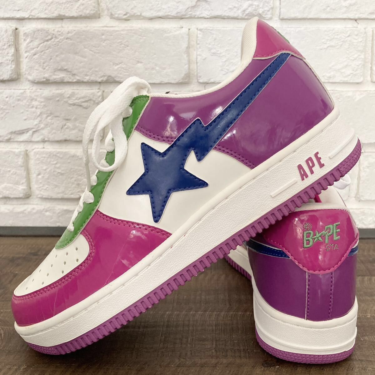 Bape × Nigo Fanta color BAPE STA patent leather sneakers a bathing ape Size US 9 / EU 42 - 1 Thumbnail