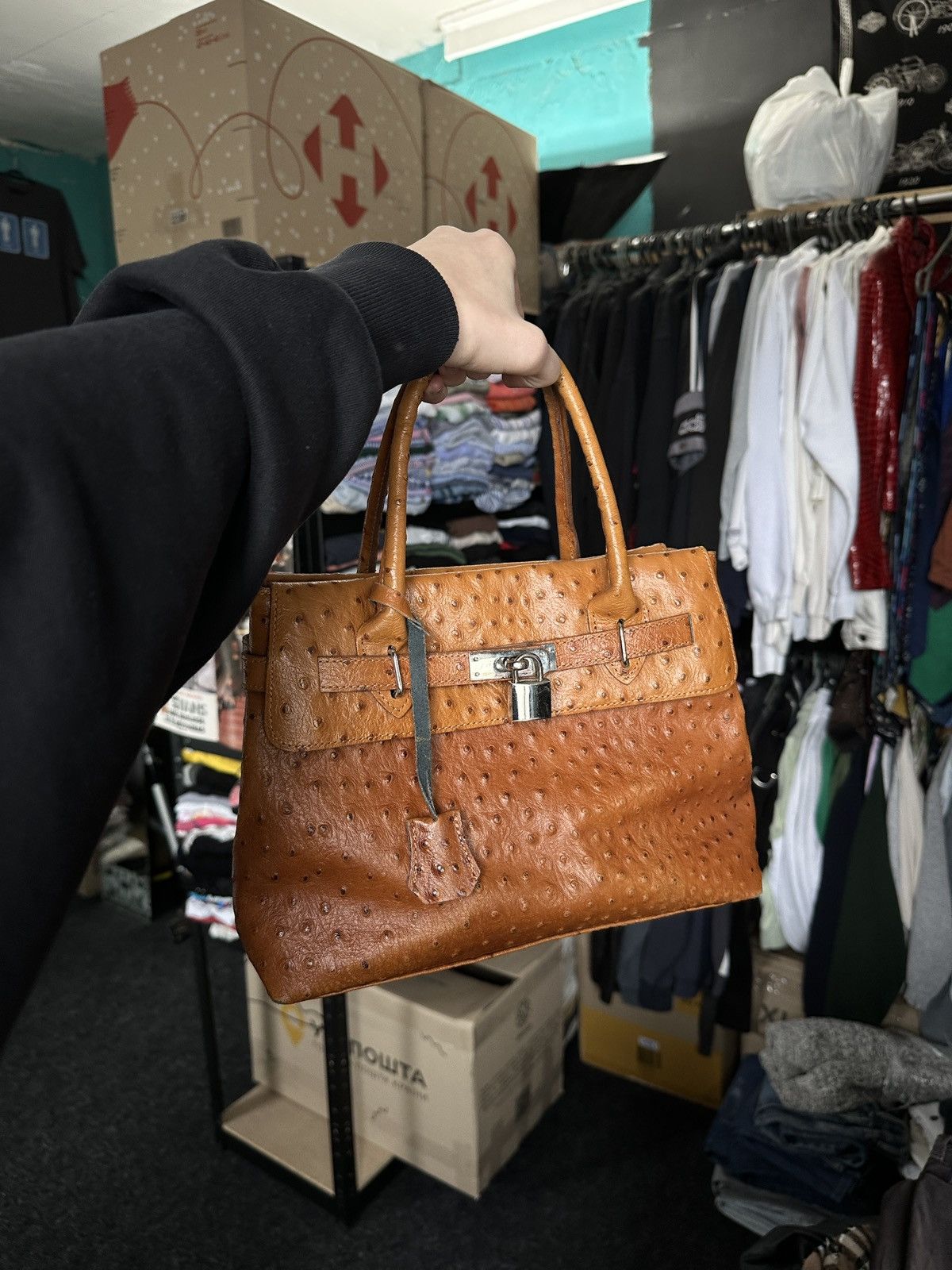 Other 🚨 WOMEN OSTRICH BROWN BIRKIN HAND BAG LUXURY kelly hermes Size ONE SIZE - 1 Thumbnail