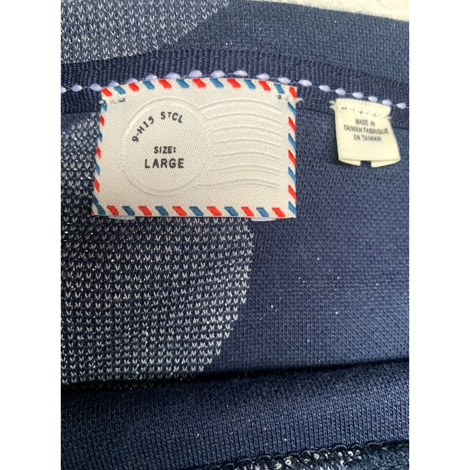 Anthropologie Anthropologie Postmark Women's Large Shirt Blue and Gray Crop Top Blouse Size L / US 10 / IT 46 - 7 Thumbnail