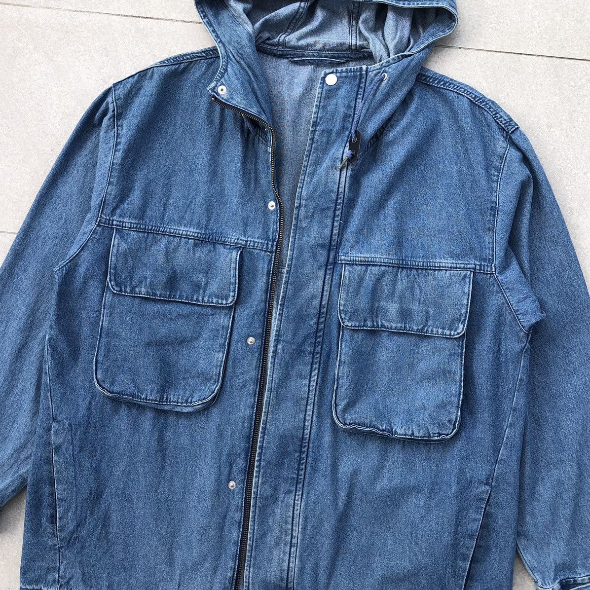 GU Vintage GU Double Pocket Denim Parka Jacket With Hoodie Size US L / EU 52-54 / 3 - 2 Thumbnail