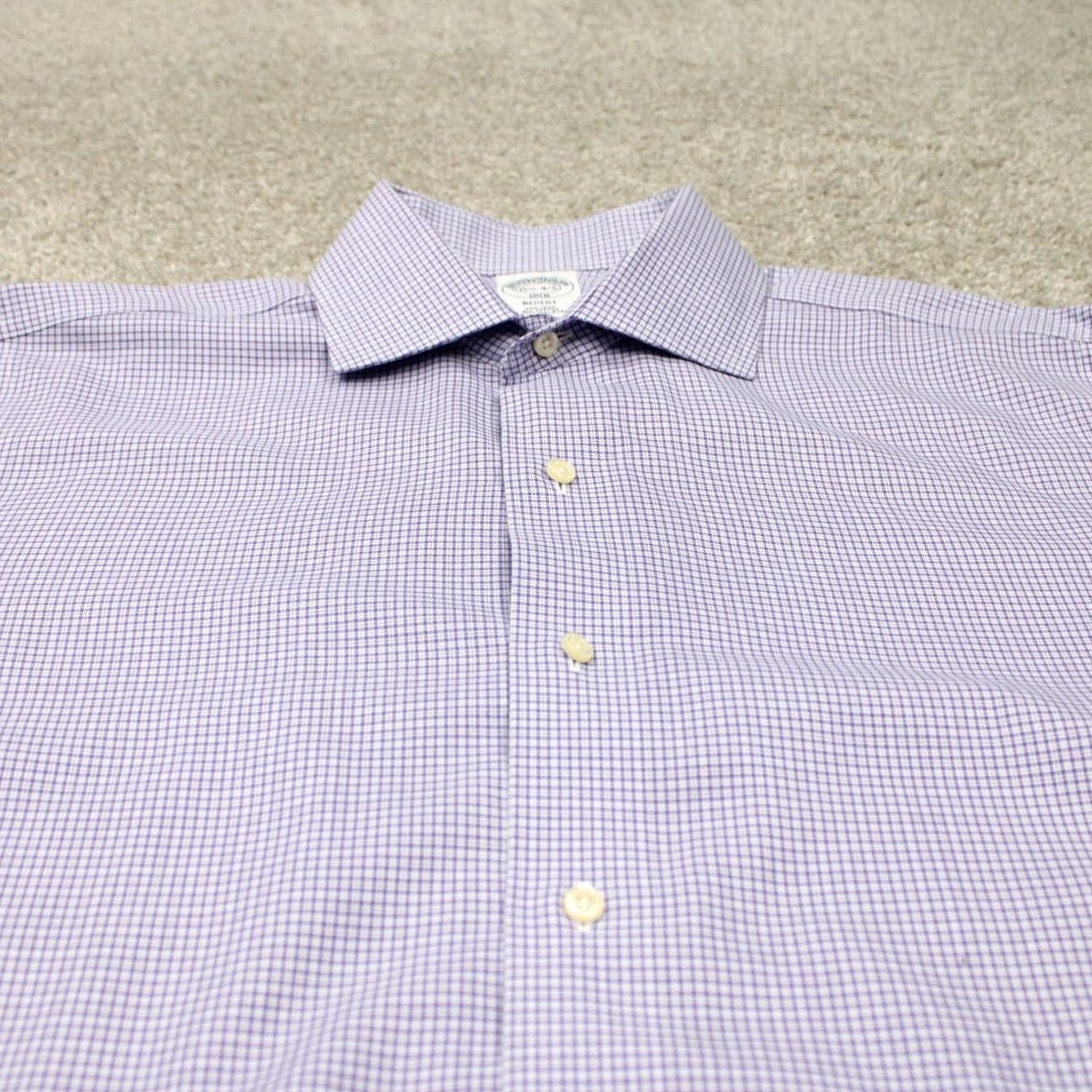 Brooks Brothers Brooks Brothers Regent Dress Shirt Mens 15 1/2 Purple Non-Iron Cotton L/S Button-Down Collared Size 42R - 5 Thumbnail
