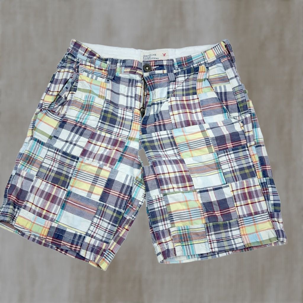American Eagle Outfitters American Eagle Chino Shorts Men 30 Multi Plaid Patch Work Prep Casual Adult Size US 30 / EU 46 - 1 Thumbnail