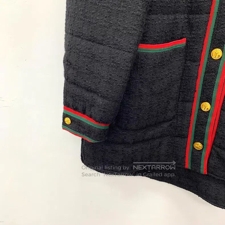 Gucci Gucci Black striped webbing trim wool single-breasted long Size M / US 6-8 / IT 42-44 - 4 Thumbnail