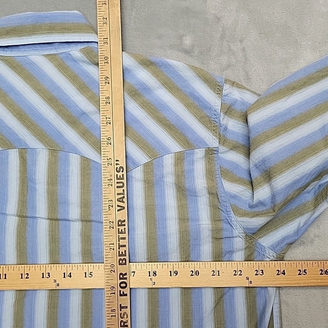 Lucky Brand Lucky Brand Shirt Mens XL Blue Green Striped Pearl Snap Long Sleeve Western Size US XL / EU 56 / 4 - 8 Thumbnail