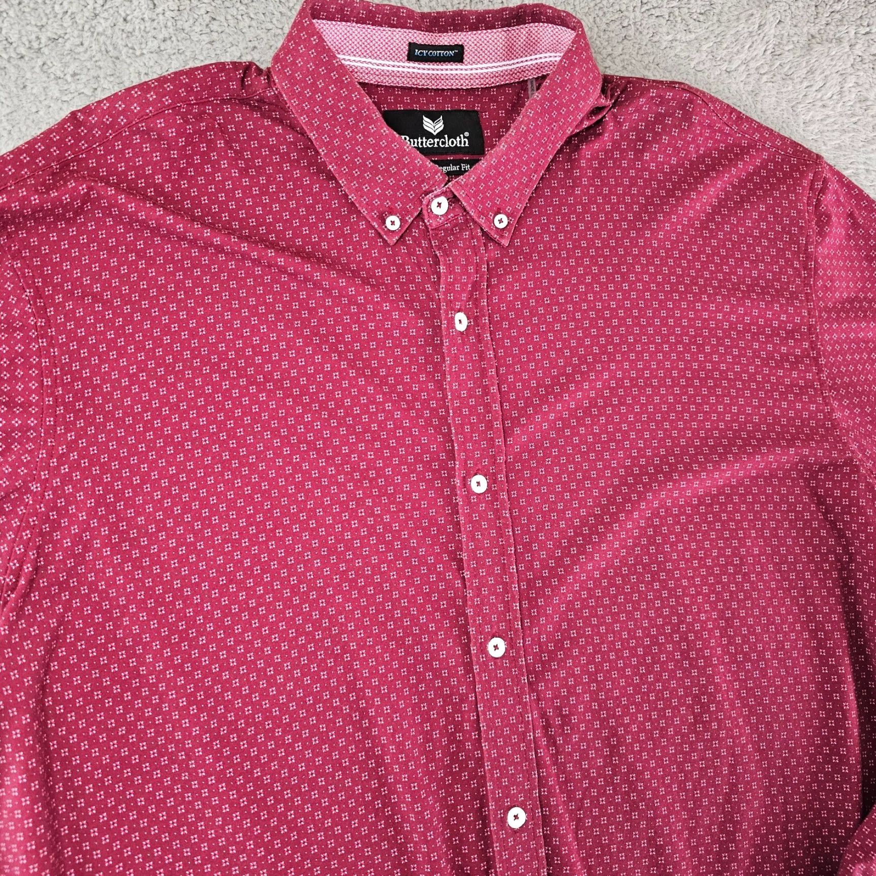 Vintage Buttercloth Red Geometric Button-Down Shirt Mens 3XL Regular Fit Long Sleeve Size US XXL / EU 58 / 5 - 2 Thumbnail