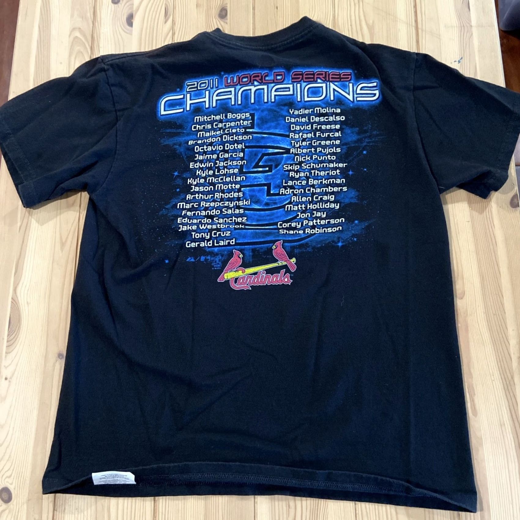 MLB St. Louis Cardinals 2011 World Series Champions Shirt MLB Men M Black Crew Neck Short Sleeve Graphics Size US M / EU 48-50 / 2 - 7 Thumbnail